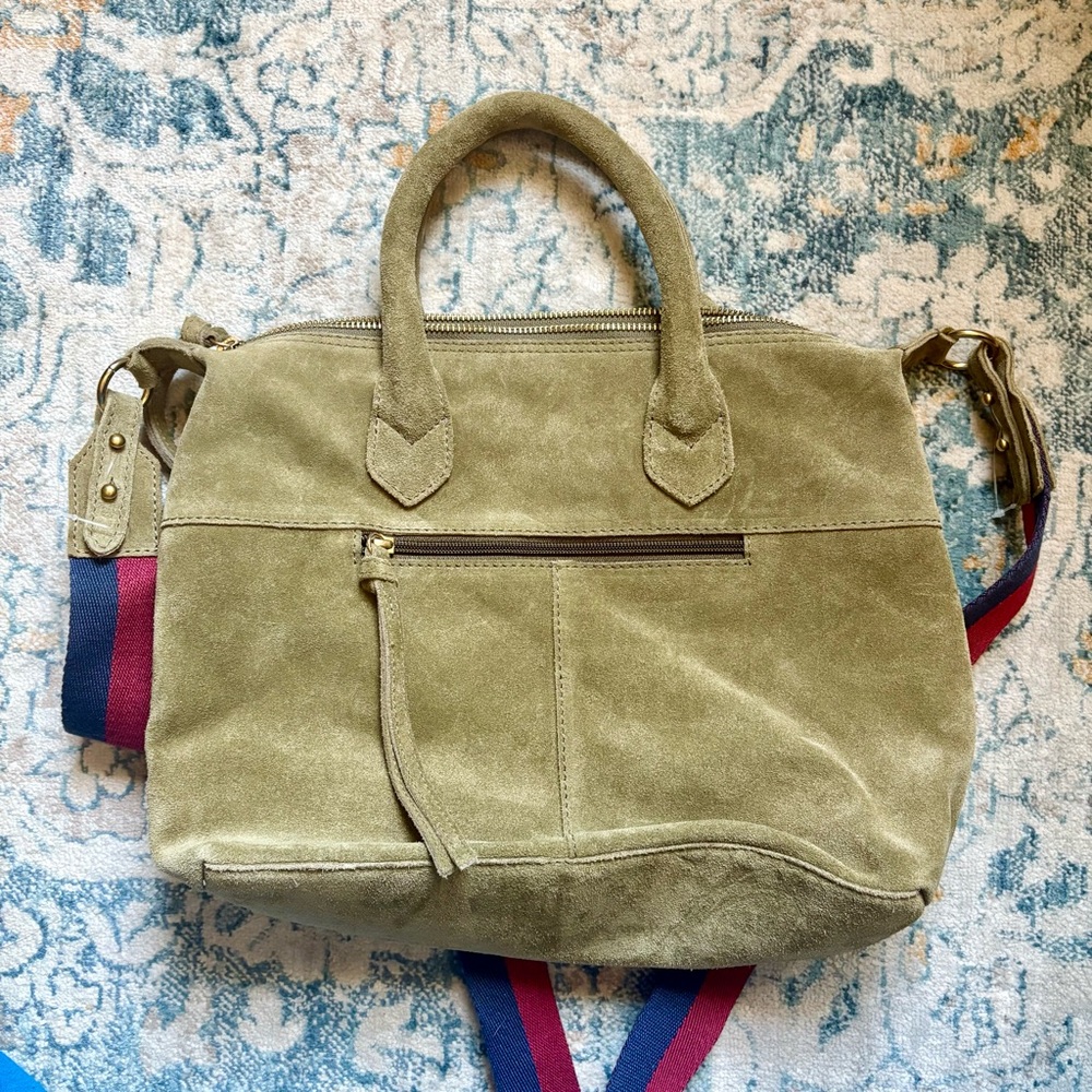 NWT Margot New York Suede Dani Satchel Tote MSRP $178 Tassel Boho Stripes NEW - Picture 10 of 10